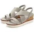 LASCANA Sommerschuh, offener Schuh, Sandale, Keilsandalette, Sandalette mit elastischen Riemchen VEGAN grau 37