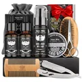 Comfy Mate Bartpflege Set für Männer mit Bartöl, Bartschneider, Schnurrbart Balsam, Bartbürste, Bartshampoo, Schnurrbart & Kamm, Herrengeschenke zu Weihnachten - Väter Geschenke für ihn Papa Freunde