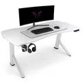 Ultimate Setup® Gaming Tisch höhenverstellbar elektrisch, Gamer Tisch, Gaming Schreibtisch, Gaming Desk, Gaming Tisch 160x80 cm weiß
