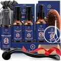 Bartpflege Set für Männer, Aufgerüstet Bart Geschenk für Männer - Komplett Bartwuchsmittel Männer mit Bartshampoo, Bartöl, Bartroller, Bartwuchs Serum, Bartbalsam, Bartbürste,Bartschere