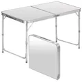 Klappbarer Multifunktionstisch Mehrzwecktisch Campingtisch Klapptisch Markttisch höhenverstellbarer Tapeziertisch Beistelltisch zum Campen im Garten für Festivalls Märkte und mehr (Weiß: 120 x 60 cm)