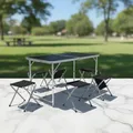 Multifunktionaler Klapptisch 120 x 60 cm Höhenverstellbarer Alu-Campingtisch