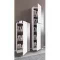 VCM Holz Schuhschrank | Maße: H. 180 x B. 50 x T. 17 cm | 2 Drehtüren | praktischer Spiegel - Fulisa XL Spiegel - Weiß