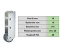 Bockrolle mit Softrad Ø 38 mm Möbelrolle Ersatz Tragkraft 45 kg