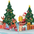 papercrush® Pop-Up Karte Weihnachten - 3D Weihnachtskarte mit Weihnachtsmann und Rentieren als Geldgeschenk oder Gutschein für Kinder, Frauen & Männer, Popup Weihnachtsgrußkarte für Freundin oder Mama