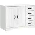 HOMCOM Sideboard mit 4 Schubladen Verstellbarem Einlegeboden Weiß  105 x 40 x 76 cm