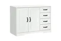 HOMCOM Highboard Sideboard Aufbewahrungsschrank mit 4 Schubladen (Beistellschrank, 1 St., Küchenschrank), mit verstellbarem Einlegeboden, Kippschutz, Weiß, 105 x 40 x 76 cm