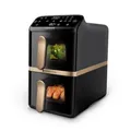 PHILIPS Heißluftfritteuse "NA462/70 4000 Series Stacked Dual Basket und 10L Kapazität (5+5L)", schwarz, dunkelgrau, kupfer