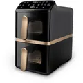Philips Doppel-Heißluftfritteuse NA462/70 (schwarz, 2.750 Watt, 2 Körbe je 5 Liter)