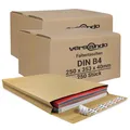 500x Faltentaschen versando B4, braun, ohne Fenster, haftklebend, 4 cm Falte