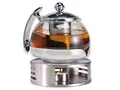 Gravidus Teekannen Set Glas mit Siebeinsatz und Stövchen - 1,2 Liter - Teewwärmer & Teebereiter - Tee Set