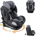 FableKids Kindersitze Kinderautositz mit Isofix 360° drehbar Autokindersitz Autositz Kindersitz i-Size 40 -150 cm 5-Punkt-Sicherheitsgurt ECE R129/03 - Grau