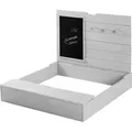 roba Sandkasten mit Deckel, HxBxT: 65,5 x 85 x 80 cm, Sandkiste aufklappbar mit Tafel und 3 Haken, Massivholz, grau lasiert, wetterfest und umweltf... - Grau