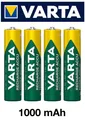 4 x Varta AAA 1000mAh Micro Power Akkus wiederaufladbare Batterien 4 Stück +NEU+