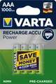 4 x Varta Recharge Accu Power 5703 1000mAh AAA Micro HR03 1,2V Akku im Blister