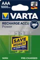 2 x Varta Recharge Accu Power 5703 1000mAh AAA Micro HR03 1,2V Akku im Blister