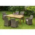 MERXX Gartenmöbelset "Toskana", 6 Sitzplätze, Aluminium/Kunststoff/Akazienholz, inkl. Auflagen - beige