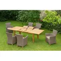Merxx Toskana Set 13tlg. Natur - 6 Sessel inkl. Kissen, 1 Doppelausziehtisch - Farbe: beige - Maße: Sessel: 65 x 66 x 89 Tisch: 180(220/260) x100x...