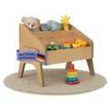 MILL Bücherbox Eiche Hell, Kleines Bücherregal mit 3 Etagen, Bücherkiste für Kinder Bücher, Aufbewahrungsbox aus Holz, Standregal für Wohnzimmer, Kinderzimmer, Büro, Größe M ca: 55x35x45 cm