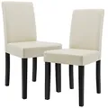 [en.casa] Esszimmerstühle Hamburg 2er Set Küchenstühle Kunstleder Polsterstuhl 89 x 43 x 54 cm Holzbeine Creme