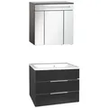Fackelmann Kara Badmöbel Set 3-teilig, 80 Cm, Anthrazit, Gussmarmor, 2 Schubladen-08140
