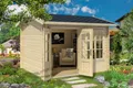Gartenhaus Holz 44mm ALEX  320x270cm Doppelnut mit Boden ISO Glas