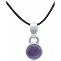 mantraroma Kettenanhänger SAMA rund aus 925 Silber mit Amethyst (Kettenanhänger am Baumwollband im Schmuckbeutel), 925 Sterling Silber Kettenanhänger für Damen lila