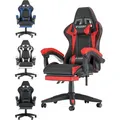 Bigzzia Gaming Stuhl mit Fußstütze - Gamer Stühle Ergonomisch mit Lendenkissen + Kopfstütze Gaming Chair Höhenverstellbar Computerstuhl für E... - Rot