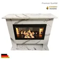 Gel & Ethanol Kamin Lanah Weiß Marmoriert Brennkammer verspiegelt inkl.10 teilig. Set - Schwarz