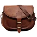 SID & VAIN 25 x 22 cm Umhängetasche echt Leder - Crossbody Bag Lori 25 x 22 cm - Schultertasche Damentasche mit Schultergurt - Ledertasche Damen braun handgefertigt