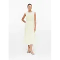 s.Oliver Midikleid Kleid Plissiertes Midi-Kleid mit Bindegürtel und Viskosefutter gelb XXL (44)