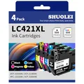 SHUOLEI LC421XL Druckerpatronen Kompatibel mit Brother LC-421XL LC-421 Patronen Multipack Hohe Kapazität, für DCP-J1050DW DCP-J1140DW MFC-J1010DW DCP-J1800DW(4 Pack, Schwarz/Cyan/Magenta/Gelb)