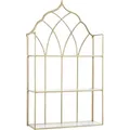 Deko-Wandregal LEONIQUE, gold (goldfarben), B:50,5cm H:88cm T:17,5cm, Metall, Glas, Regale, mit 3 Glasböden