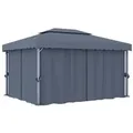 vidaXL Pavillon mit Vorhang 4x3 m Anthrazit Aluminium