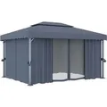 vidaXL Pavillon mit Vorhang 4x3 m Anthrazit Aluminium