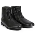 German Wear Motorradstiefel Herren Motorrad Biker Stiefel Motorradschuhe aus Glattleder - Freizeit & Bikers Trend stiefeletten Schwarz - 44 EU