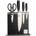 Käfer Magnet-Messerblock (5tlg), inkl. 3 Messer, 1 Schere, Griffe aus Pakkaholz, für bis zu 8 Messer schwarz