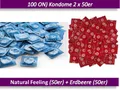♥ 100 ON) Kondome 2x50er Natural Feeling + Erdbeere Strawberry 54mm Condome
