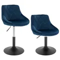 WOLTU Schminktisch Stuhl Hocker, Bequemer Schminkstuhl aus Samt mit Lehne, Höhenverstellbar, 360° Drehbar, für Schlafzimmer, Esszimmer, Küche, Blau, BH242bl-2