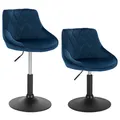 2x Barsessel Loungesessel Barhocker Polsterstuhl aus Samt Metall Blau BH242bl-2