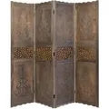 Homestyle4u 4-tlg. Paravent in Braun 160x170 cm 1361