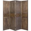 Homestyle4u Paravent, Braun, Holz, 160x170x2 cm, Wohnzimmer, Raumteiler & Paravents, Paravents