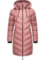 MARIKOO Damen Wintermantel Warmer Steppmantel lang mit Verstellbarer Kapuze Armasa Dark Rose Gr. M