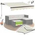 Juskys® Gelenkarmmarkise 250 x 200 cm, UV40+ & wasserabweisend, mit Kurbel & Wandhalterung Länge + Winkel einstellbar, Markise für Terrasse & Balkon, Sonnenschutz Balkonmarkise Gelenkmarkise, Beige
