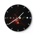 Modern Wanduhr Sonnensystem Planeten Kosmos 40x40cm Rund Groß Wand Uhr Glas Analog Zimmeruhren Küche Büro Wohnzimmer Glasuhr Wall Clock Dekoration Design Wanddekoration Küchenuhr C3AR40x40-5377