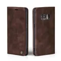 LBH Handyhülle für Samsung Galaxy S8 in Dunkelbraun mit Karten- und Geldfach Smartphone Hülle mit Standfunktion Flip Case Schutzhülle Magnetverschluss Vintage