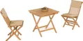 SonnenPartner Sunny Smart Gartenmöbel-Set "Bristol" 2 Klappstühle inkl. Kissen natur, 1 Klapptisch 70x70 cm, Teakholz 80086104