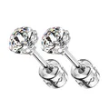 Mianova Doppel Ohrstecker Edelstahl Stecker mit Zirkonia Kristall Diamant Form Stein Ohrringe medizinisch rund klein Damen Herren Kinder Silber 3mm