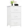 Somdot Kommode mit Schubladen, Kommode Schlafzimmer Wohnzimmer Flur, Komodenschrank Schubladenschrank Aufbewahrungsschrank Stoffkommode, 3 Stoffschubladen, Weiß, 30T x 42B x 71,5H cm