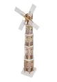 LED Holz Windmühle 110 cm mit drehenden Flügeln - Deko Leuchte mit 20 LED/verschneit - Weihnachtsdeko Stehlampe